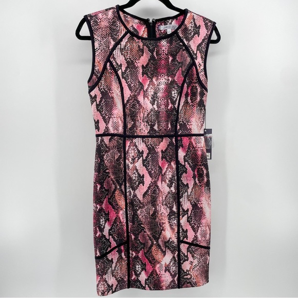 Jennifer Lopez Womens Northern Light Bodycon Dress Pink Black Snake Print 8 New - Picture 1 of 7